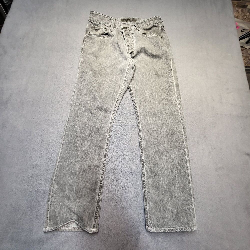 Guess Jeans Mens 30x27‎ Black Faded Vermont Slim Tapered Distressed Denim